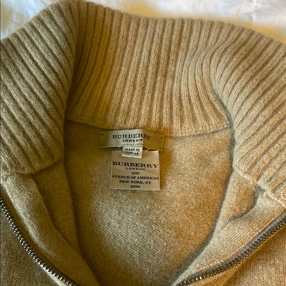 Burberry Men's Beige Zip-Up Sweater